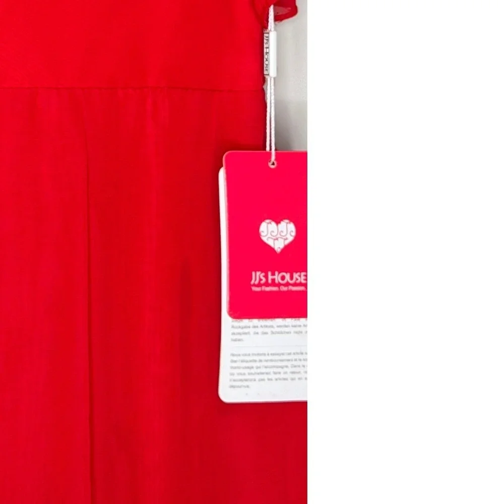 NWT JJ's House Red Chiffon Ruffle Holiday Christmas  Puff Sleeve Formal Party
